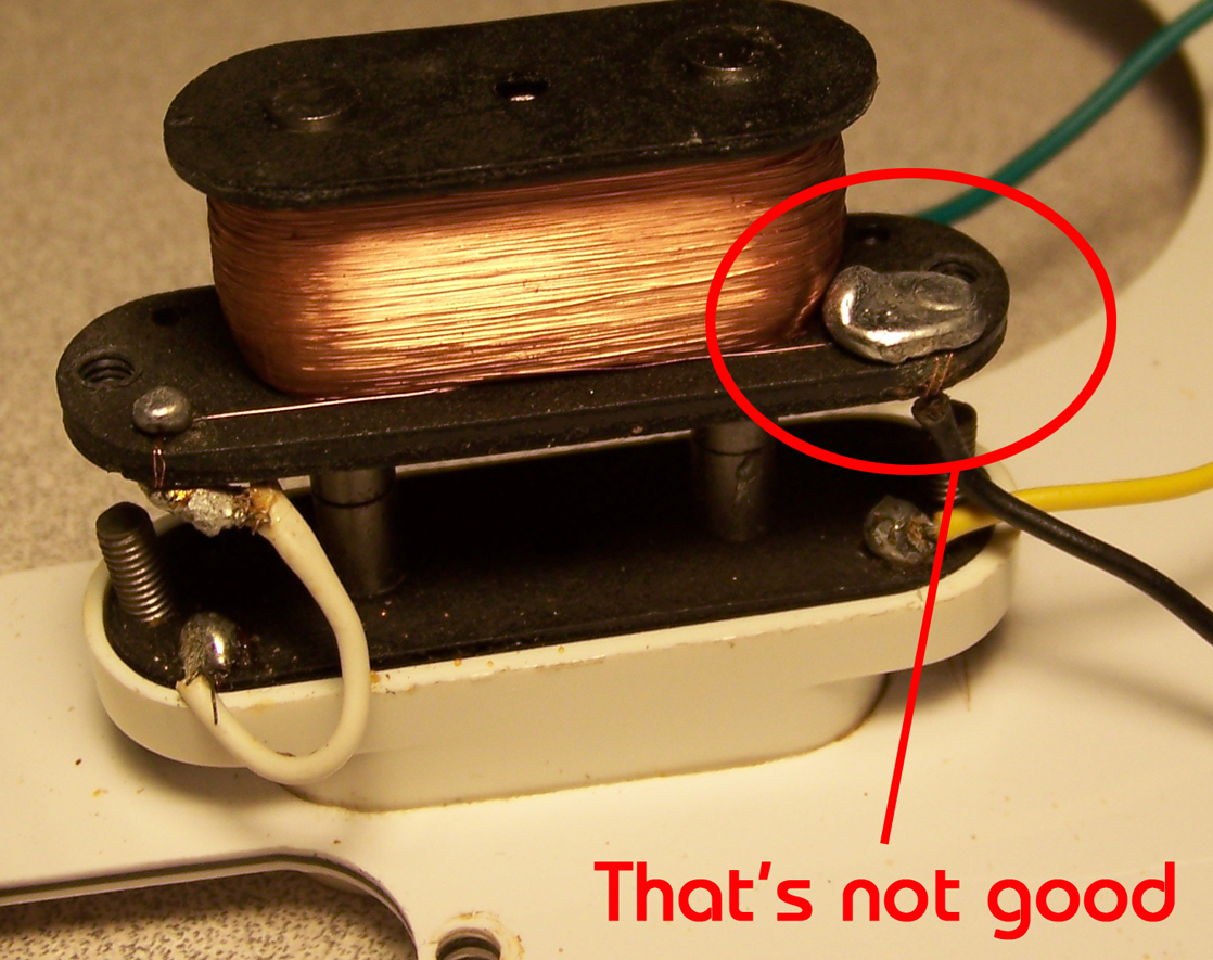 Solder gob on pickup coil